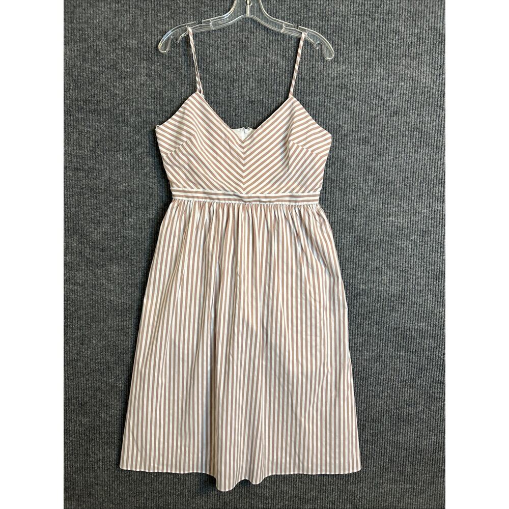 Avec Les Filles Striped Midi Dress in Beige and White